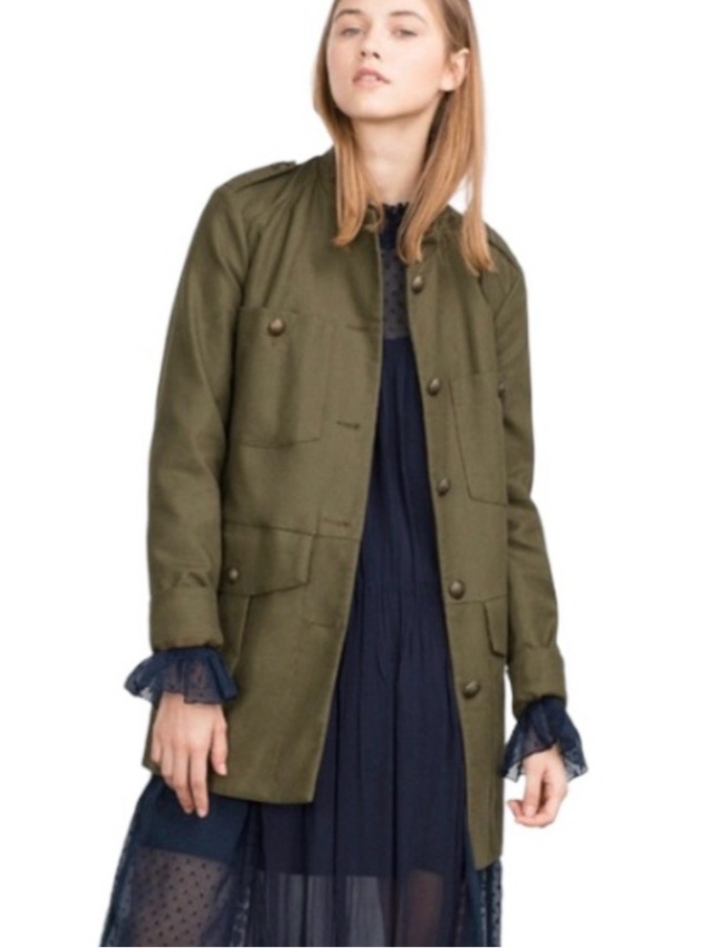 Zara Trafaluc Military Jacket Green XS
